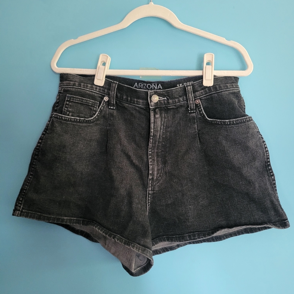 Arizona Women's Black High Rise Jean Shorts Size 15